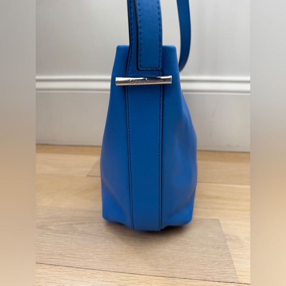 Lipault By The Seine Large Leather Bucket Bag Cobalt Blue Purse Crossbody Tote - Picture 5 of 16